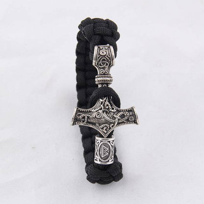 Thor's Hammer Paracord Bracelet With Rune - (SKU: 126) - VikingsBrand