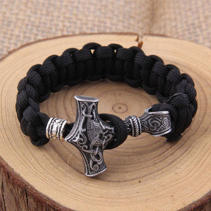 Thor's Hammer Paracord Bracelet With Rune - (SKU: 126) - VikingsBrand