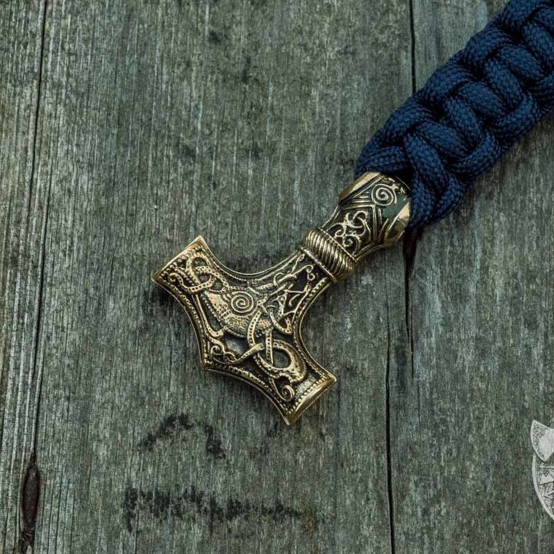 Thors Hammer Purple Paracord Bronze Bracelet - VikingsBrand