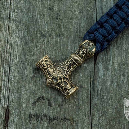 Thors Hammer Purple Paracord Bronze Bracelet - VikingsBrand