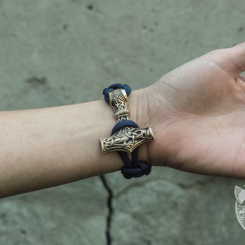 Thors Hammer Purple Paracord Bronze Bracelet - VikingsBrand