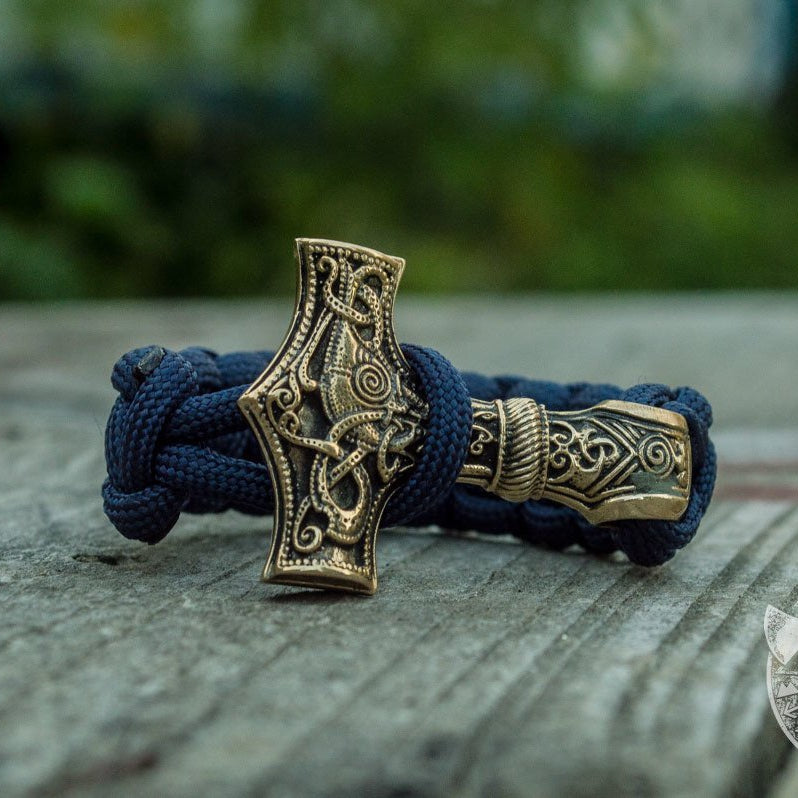 Thors Hammer Purple Paracord Bronze Bracelet - VikingsBrand