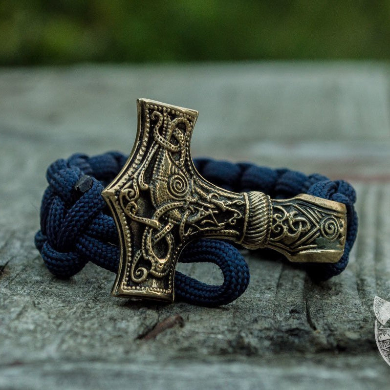 Thors Hammer Purple Paracord Bronze Bracelet - VikingsBrand