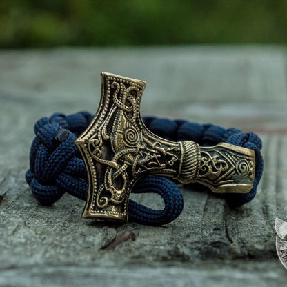 Thors Hammer Purple Paracord Bronze Bracelet - VikingsBrand