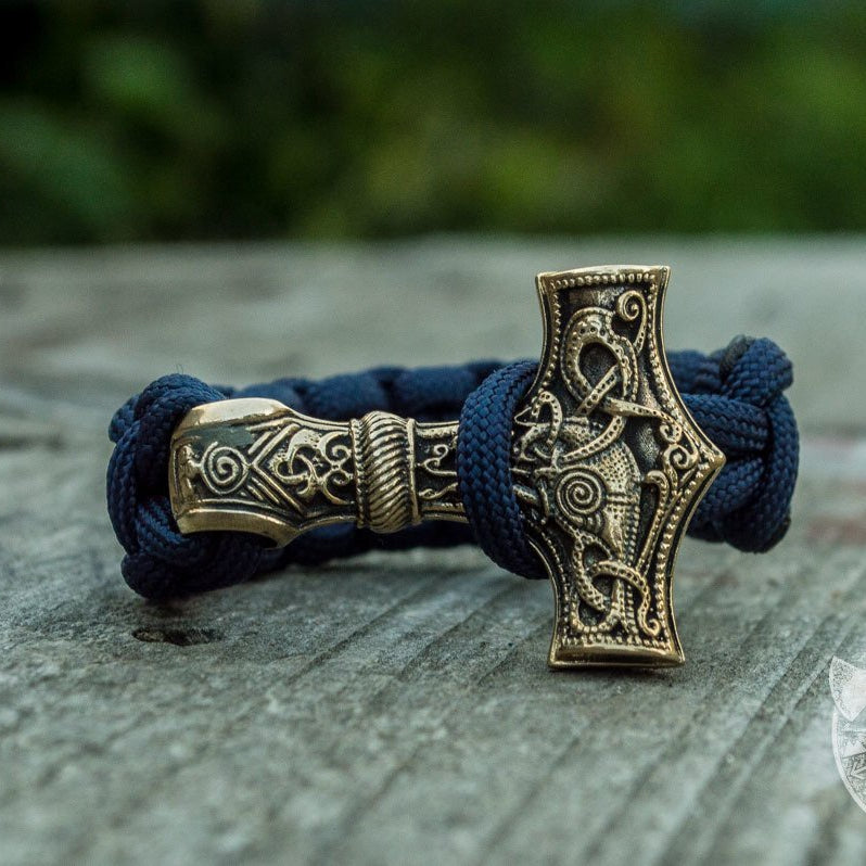 Thors Hammer Purple Paracord Bronze Bracelet - VikingsBrand
