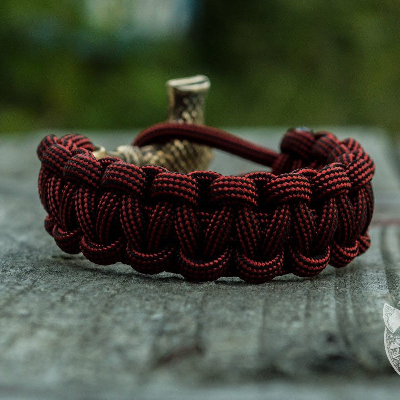 Thors Hammer Red Paracord Bronze Bracelet - VikingsBrand