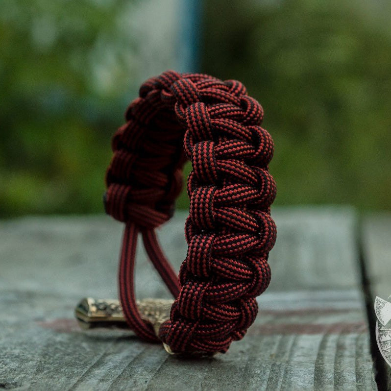 Thors Hammer Red Paracord Bronze Bracelet - VikingsBrand