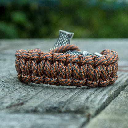 Thors Hammer with Grey Paracord 925 Sterling Silver Bracelet - VikingsBrand