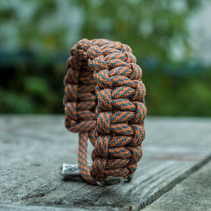 Thors Hammer with Grey Paracord 925 Sterling Silver Bracelet - VikingsBrand