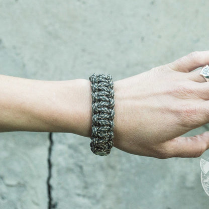 Thors Hammer with Olive Paracord 925 Sterling Silver Bracelet - VikingsBrand