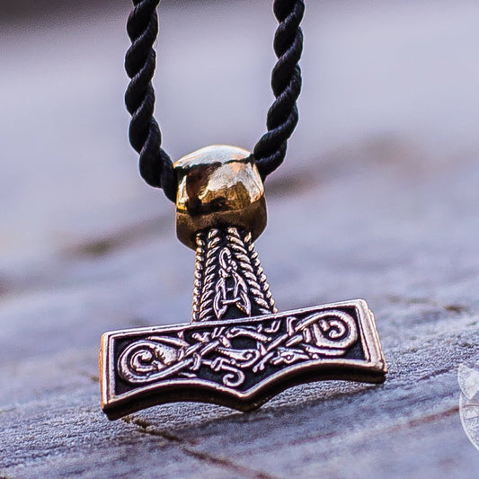 Thor's Hammer with Ornament Bronze Pendant - VikingsBrand