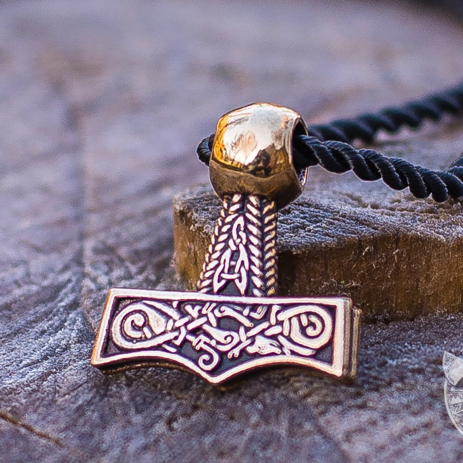 Thor's Hammer with Ornament Bronze Pendant - VikingsBrand