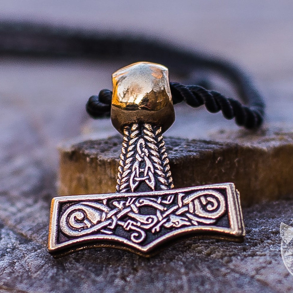 Thor's Hammer with Ornament Bronze Pendant - VikingsBrand