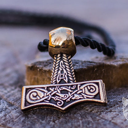 Thor's Hammer with Ornament Bronze Pendant - VikingsBrand