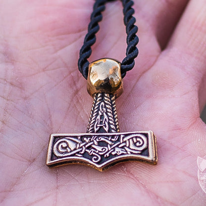 Thor's Hammer with Ornament Bronze Pendant - VikingsBrand