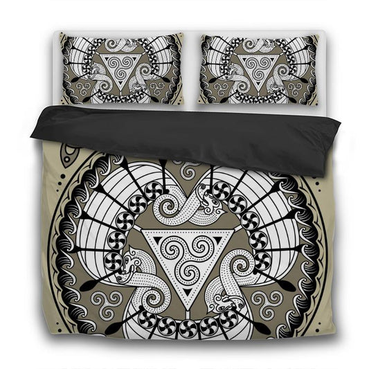 Three Drakkars - 3 Pcs Bedding Sets - VikingsBrand