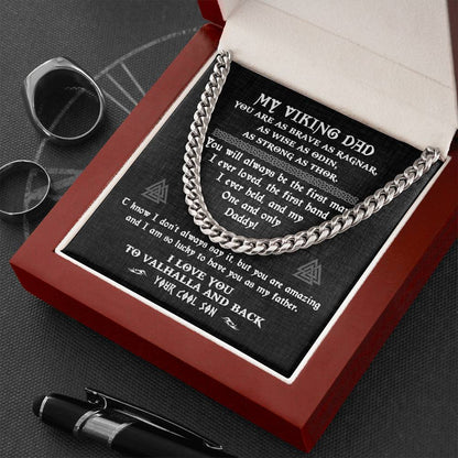 To My Viking Dad, Cuban Link Chain Necklace, Viking Gifts for Dad from Son