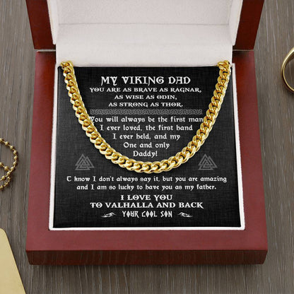 To My Viking Dad, Cuban Link Chain Necklace, Viking Gifts for Dad from Son