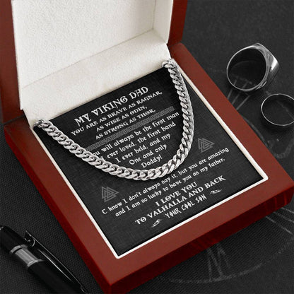 To My Viking Dad, Cuban Link Chain Necklace, Viking Gifts for Dad from Son
