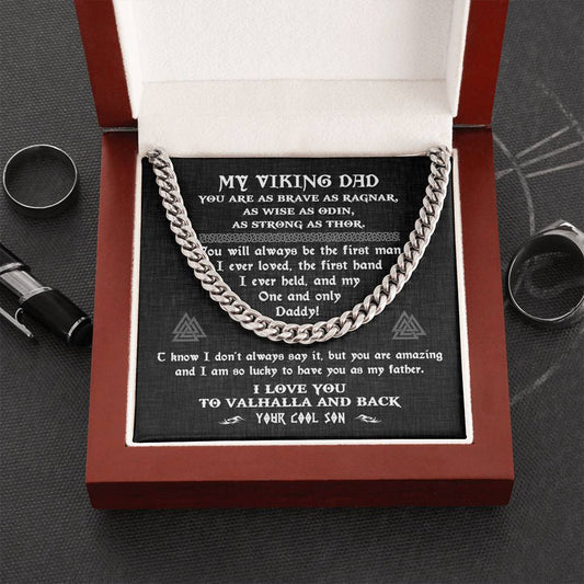 To My Viking Dad, Cuban Link Chain Necklace, Viking Gifts for Dad from Son
