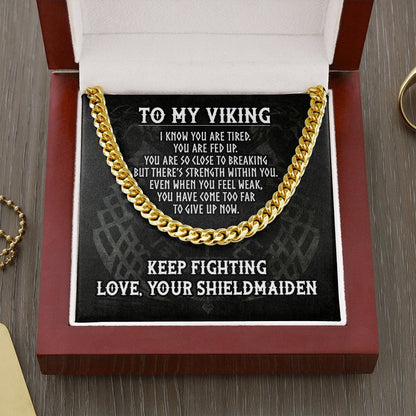 To My Viking, Viking Gifts for Men, Boyfriend, Husban, Cuban Link Chain Necklace