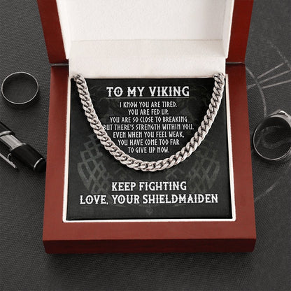 To My Viking, Viking Gifts for Men, Boyfriend, Husban, Cuban Link Chain Necklace