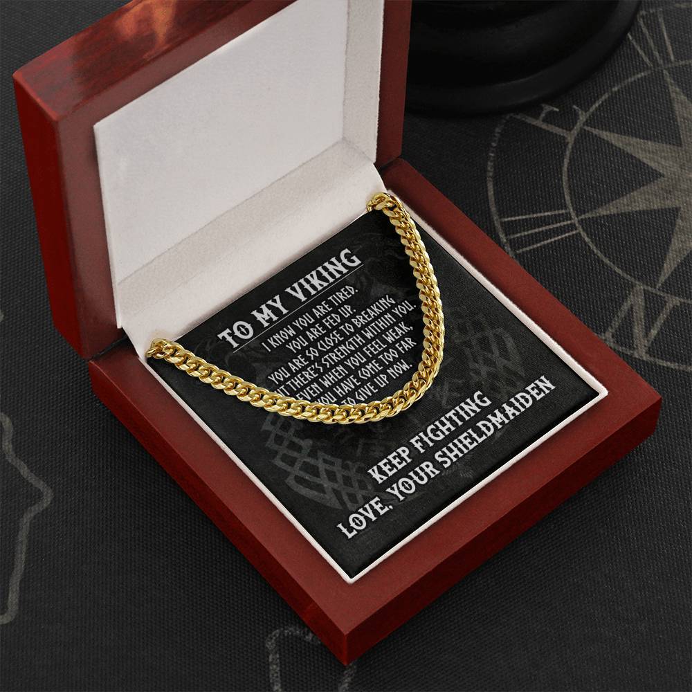 To My Viking, Viking Gifts for Men, Boyfriend, Husban, Cuban Link Chain Necklace