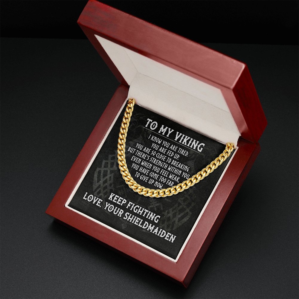 To My Viking, Viking Gifts for Men, Boyfriend, Husban, Cuban Link Chain Necklace