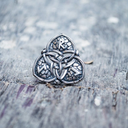 Triquetra Symbol and Runes 925 Sterling Silver Pendant - VikingsBrand
