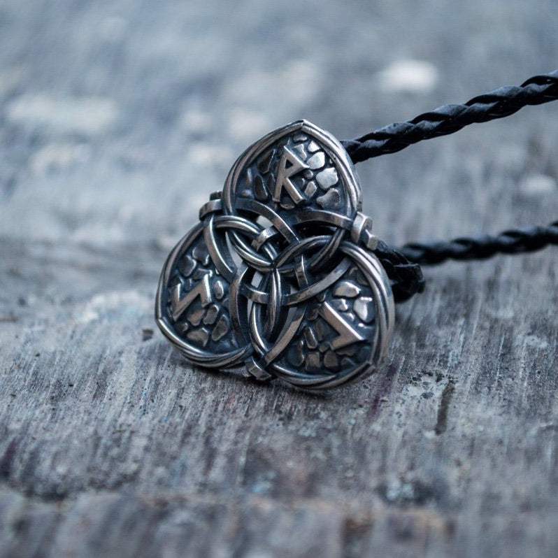 Triquetra Symbol and Runes 925 Sterling Silver Pendant - VikingsBrand