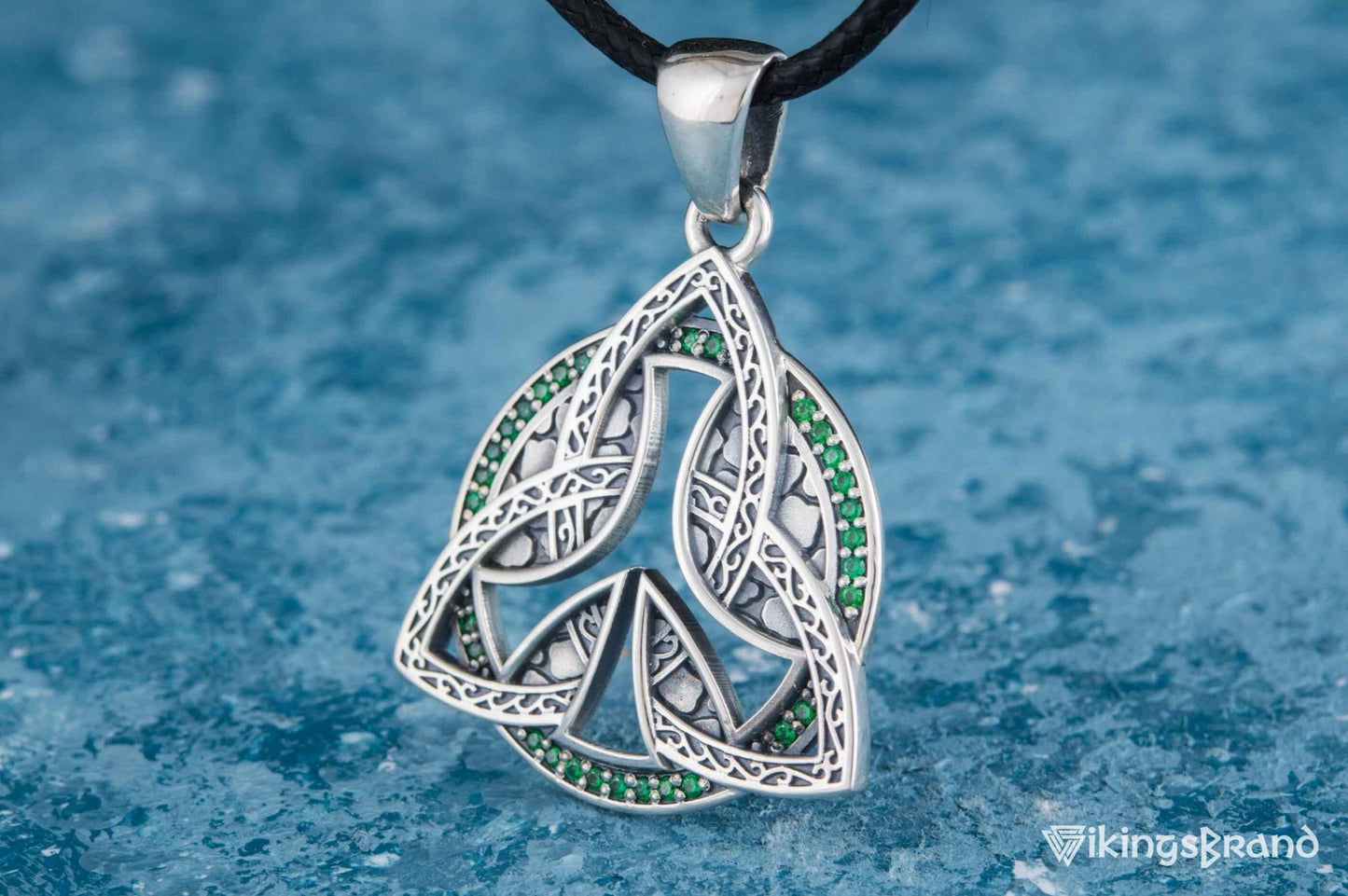 Triquetra Viking Symbol Pendant with CZ Sterling Silver Celtic Jewelry