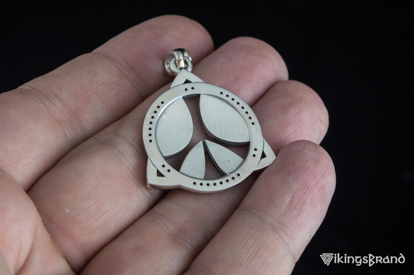 Triquetra Viking Symbol Pendant with CZ Sterling Silver Celtic Jewelry