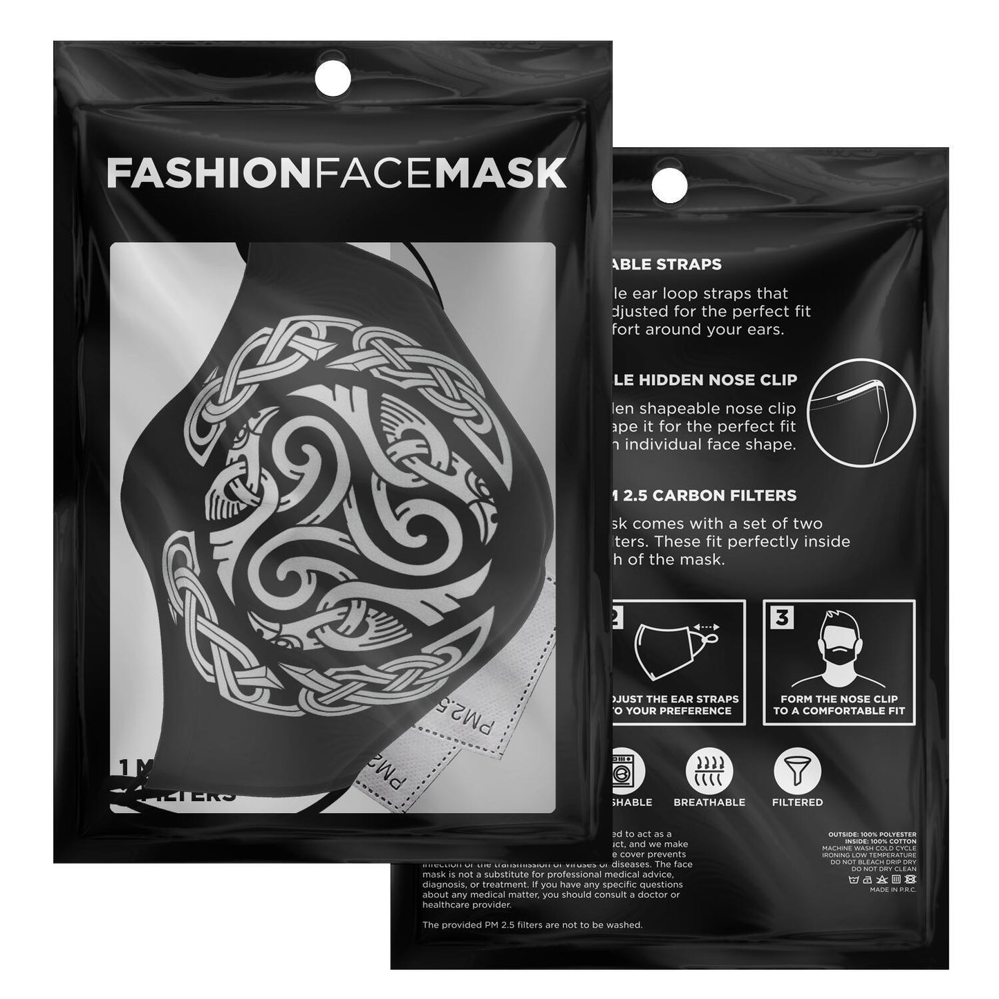 Triskele White Ravens Viking Face Mask Cover