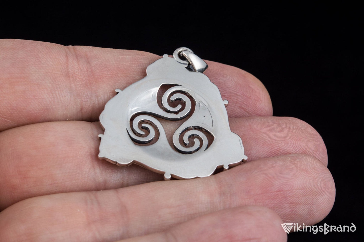Triskelion Vikings Symbol Pendant with Ornament Sterling Silver Norse Jewelry