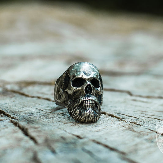Unique Bearded Skull 925 Sterling Silver Viking Ring - VikingsBrand