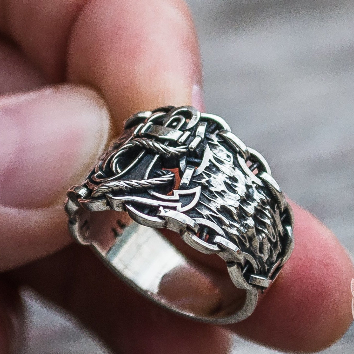 Unique Chain Anchor Symbol 925 Sterling Silver Viking Ring - VikingsBrand
