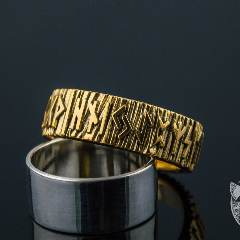 Unique Elder Futhark 14K Gold Viking Ring - VikingsBrand