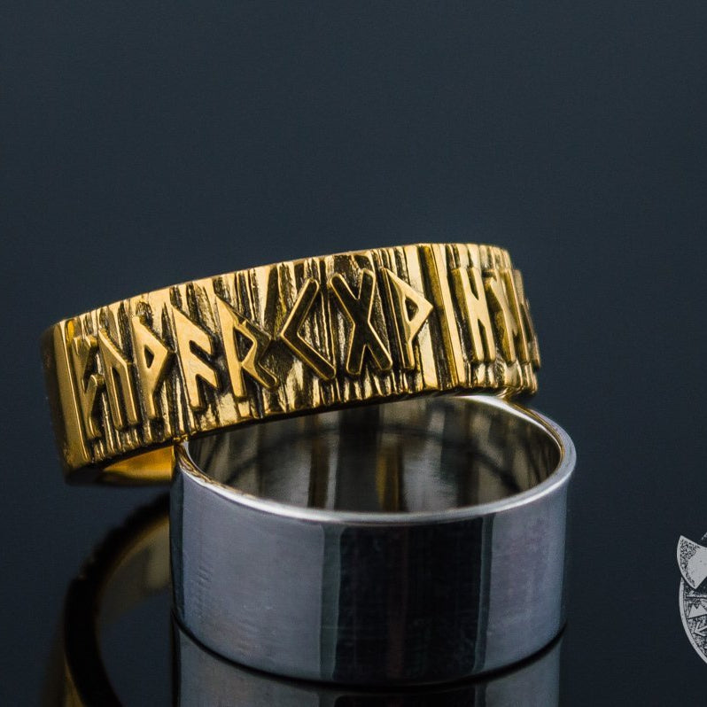Unique Elder Futhark 14K Gold Viking Ring - VikingsBrand