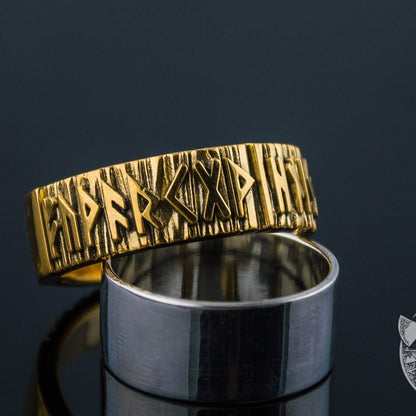 Unique Elder Futhark 14K Gold Viking Ring - VikingsBrand