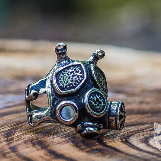Unique Gas Mask 925 Sterling Silver Ring - VikingsBrand