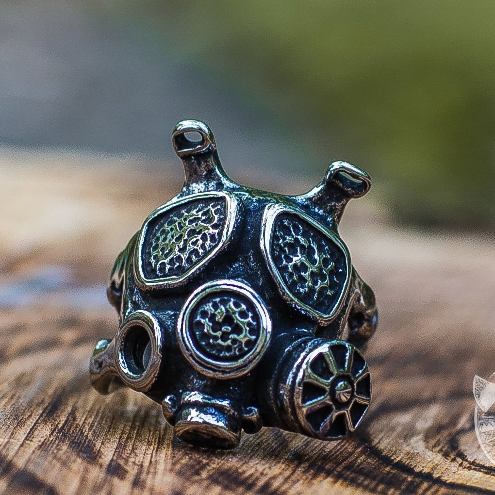 Unique Gas Mask 925 Sterling Silver Ring - VikingsBrand