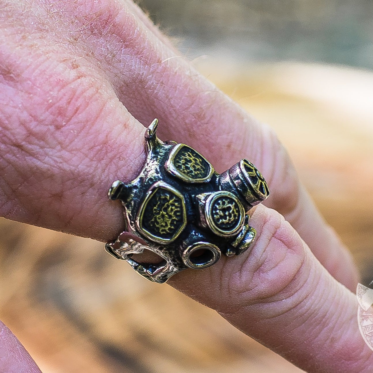 Unique Gas Mask 925 Sterling Silver Ring - VikingsBrand