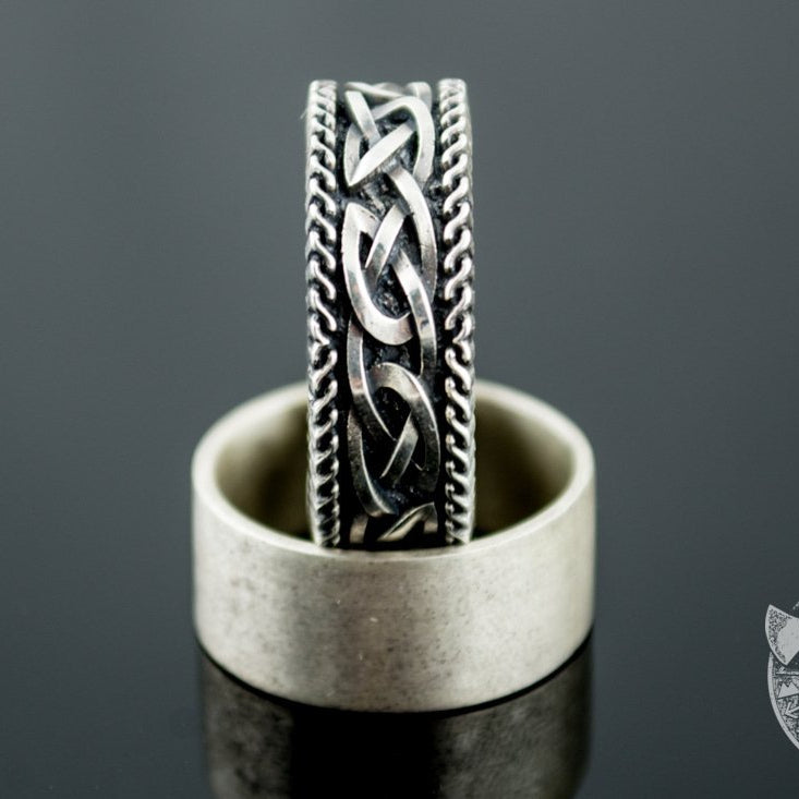 Unique Norse Ornament 925 Sterling Silver Viking Ring - VikingsBrand