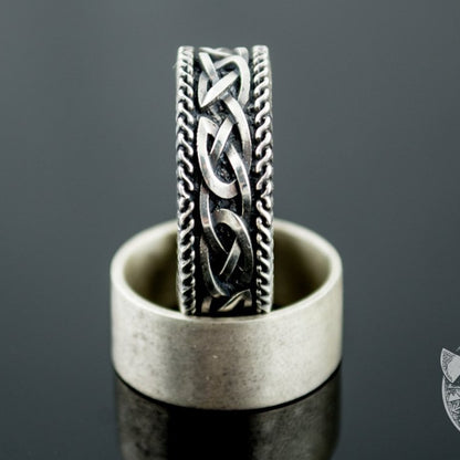 Unique Norse Ornament 925 Sterling Silver Viking Ring - VikingsBrand