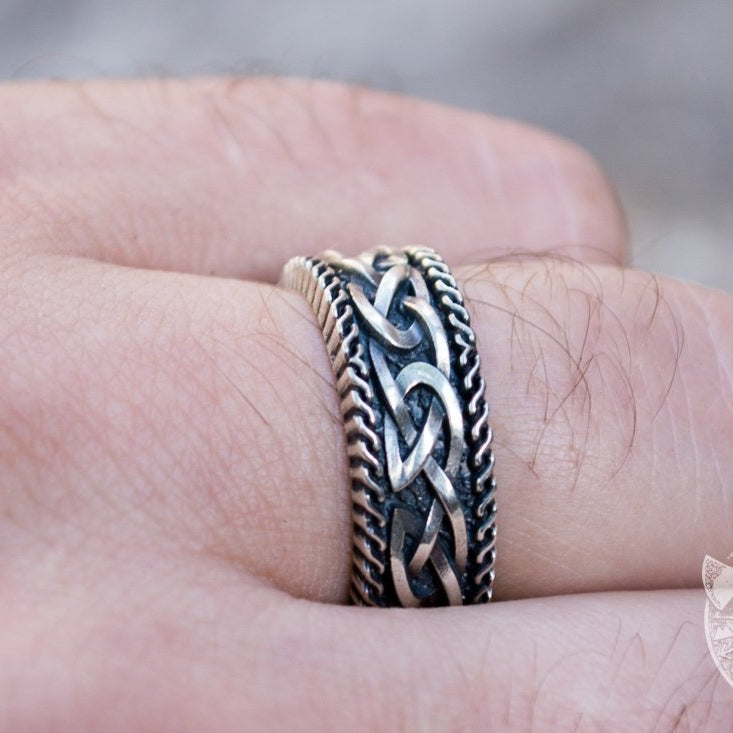 Unique Norse Ornament 925 Sterling Silver Viking Ring - VikingsBrand