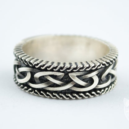Unique Norse Ornament 925 Sterling Silver Viking Ring - VikingsBrand