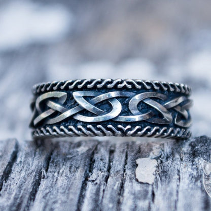 Unique Norse Ornament 925 Sterling Silver Viking Ring - VikingsBrand