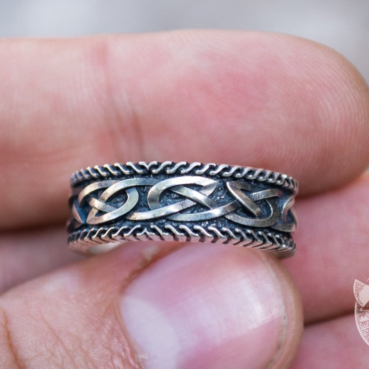 Unique Norse Ornament 925 Sterling Silver Viking Ring - VikingsBrand