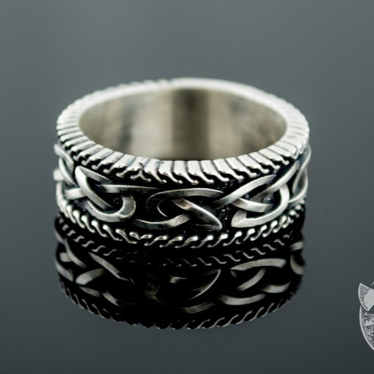 Unique Norse Ornament 925 Sterling Silver Viking Ring - VikingsBrand