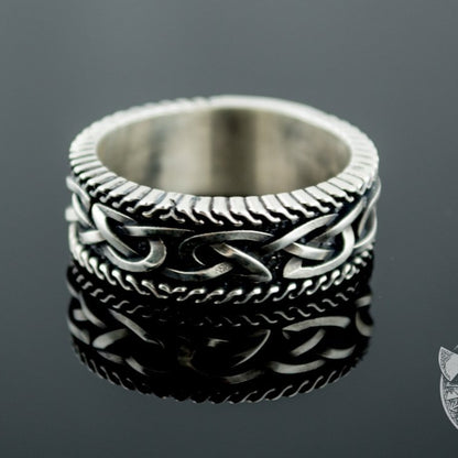 Unique Norse Ornament 925 Sterling Silver Viking Ring - VikingsBrand